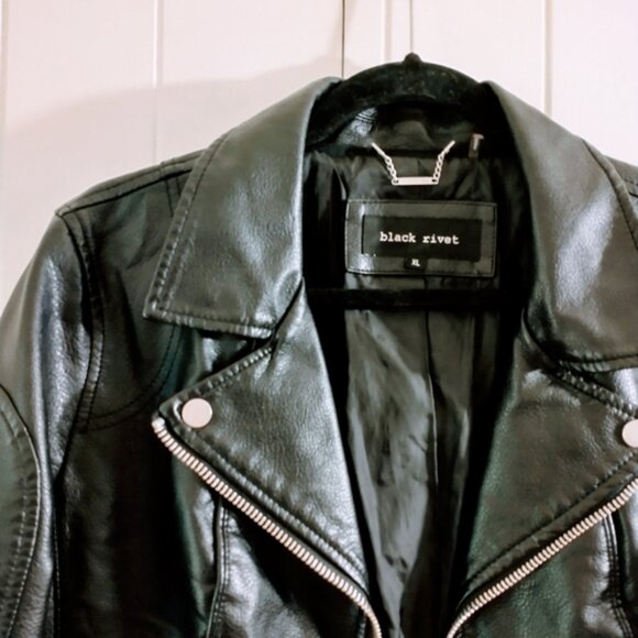 Faux leather black Rivet jacket moto - Picture 2 of 6